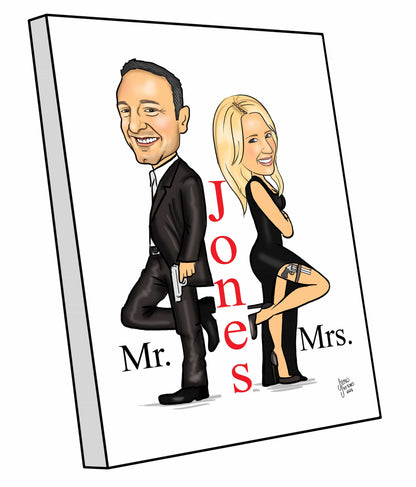 Mr and Mrs Smith Couple Caricature