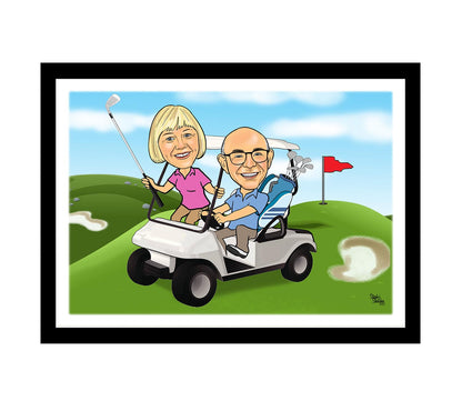 Golfing Couple Caricature