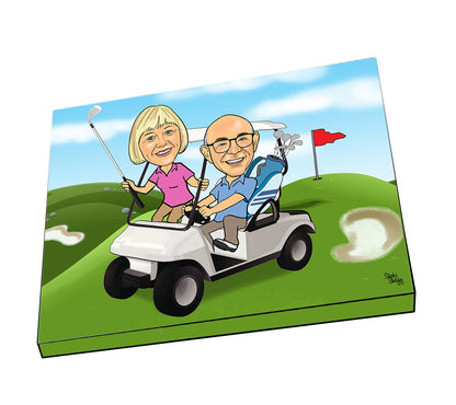 Golfing Couple Caricature