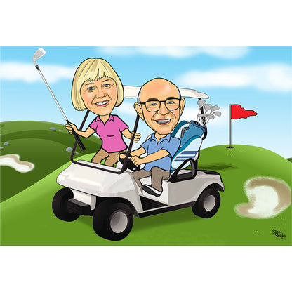 Golfing Couple Caricature