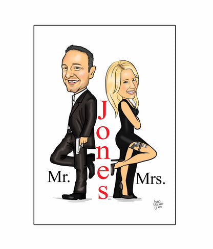 Mr and Mrs Smith Couple Caricature