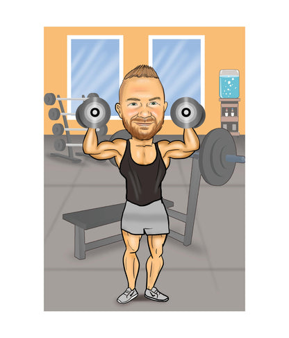 Man Gym Caricature | Gym Caricature | Steph's Sketches