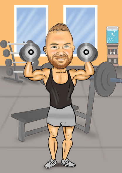 Man Gym Caricature | Gym Caricature | Steph's Sketches